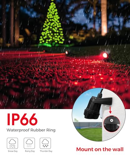 Image of L LOHAS LED Red Outdoor Spotlight 5W Christmas Tree Light 2 Pack | Auto On /Off Red Holiday Lighting, Outdoor Tree Spot Lights for Yard, House, Christmas Decoration