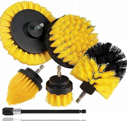 Generic 電動ドリル用ブラシ 6本セット +延長ロッド（ドリルなし） ナイロンブラシ 中等硬度 窓枠車掃除用