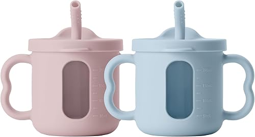 bc babycare Vaso de silicona para sorber, vaso transparente con pajita para niños pequeños, a prueba de derrames, para entrenamiento de 6 meses,