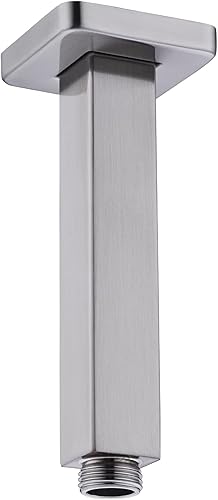 Miniatura 9 de Brazo de ducha negro con brida, brazo de extensión de cabezal de ducha de montaje en techo, brazo de ducha cuadrado de acero inoxidable, 4 pulgadas