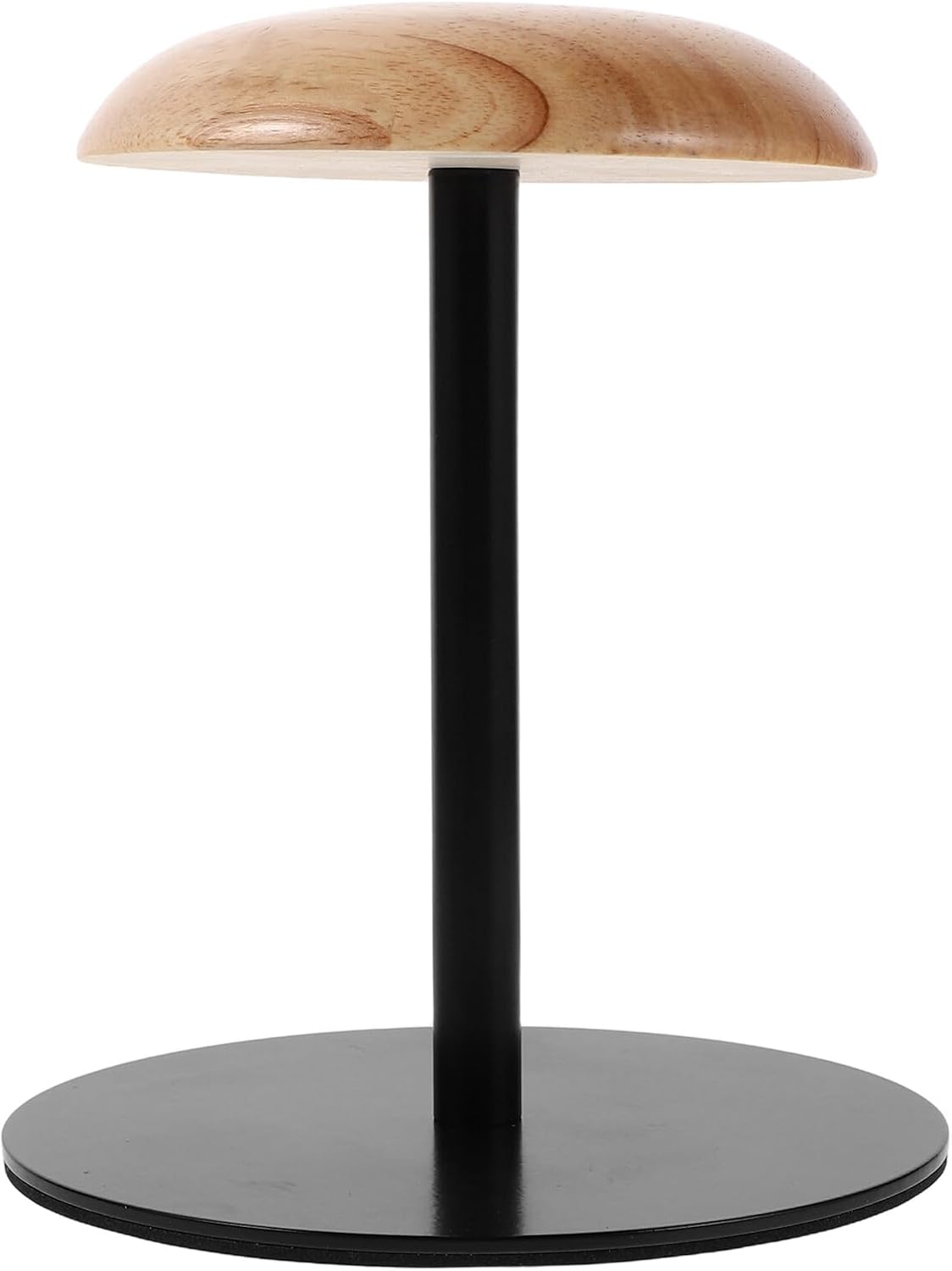minkissy Wood and Metal Hat Display Rack with Black Base Baseball Cap Organizer Stand for Retail and Home Storage Tabletop Wooden Hat Rack