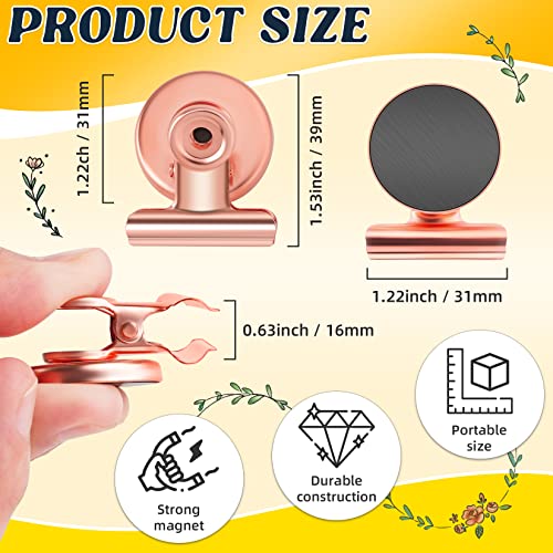 Grtard 6 Pack Magnetic Clips Heavy Duty, Magnet Clips for Fridge, Refrigerator Magnets, Strong Magnetic Clip,Scratch Free Magnets with Clip for Refrigerator, Whiteboard, Classroom, Locker (Rose Gold)