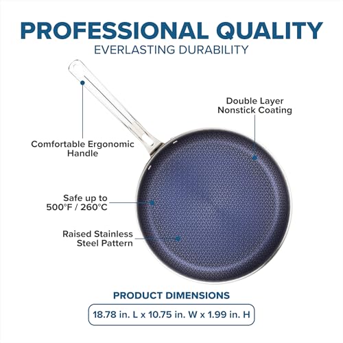 Viking 10" Hybrid Plus 3-Ply Nonstick Frying Pan, Stainless Steel Cookware, Silver - Image 6