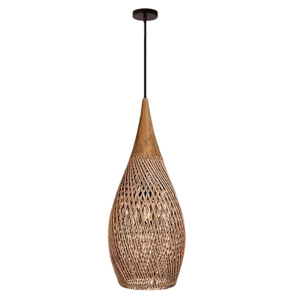 CSSYKV Farmhouse Rattan Chandelier for Dining Room Coastal Wicker Fixtures 21.6" Large Boho Hand Woven Pendant Light Fixture for Kitchen Island Bedroom Living Room Nursery 1-Pack
