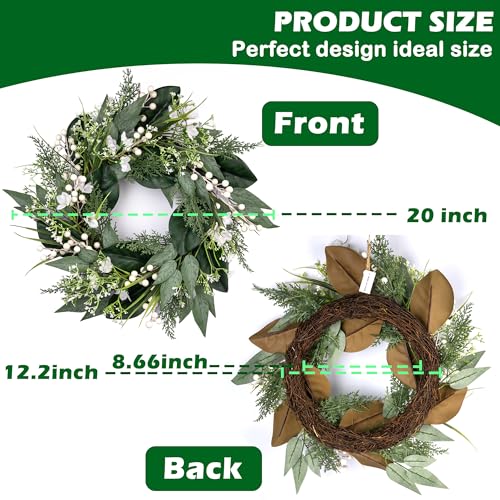 20-inch-Spring-Wreaths-for-Front-Door-with-White-Berries-Green-Wreath-with-White-Flower-for-Window-Wedding-Decor-Home-Porch-Farmhouse-Patio-Garden-Easter-Wreath-Decor-All-Seasons 20 inch Spring Wreaths for Front Door with White Berries Green Wreath with White Flower for Window Wedding Decor Home Porch Farmhouse Patio Garden Easter Wreath Decor All Seasons
