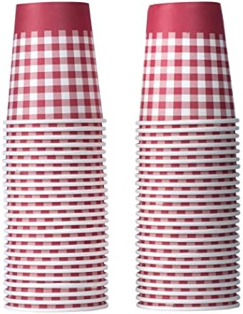 Amazon.com: Tioncy 9 oz Gingham Paper Drinking Cups, 100 Pieces, 4 ...
