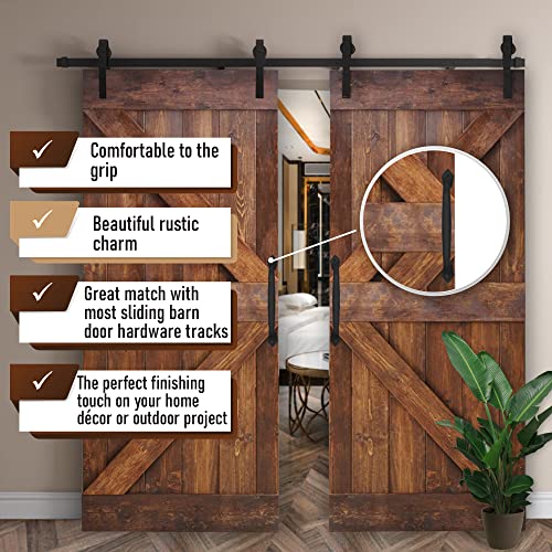 Image of 2-Pack 10 Inch Diamond Tapered Barn Door Handle - Black Cast Iron Pull for Sliding Doors, Gates, Sheds, Fences, Closets - Indoor Outdoor Farmhouse Hardware