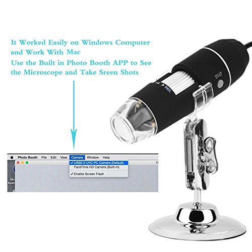 JINGOU Digital Microscope Portable USB Microscope 20x-800x Magnification 8-LED Mini Microscope Endoscope Camera Magnifier with Stand - Thumbnail 3