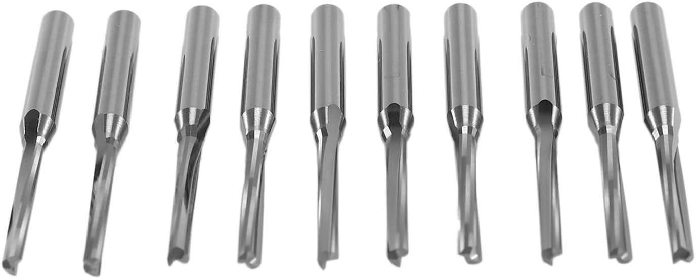 20 Pcs Two Flutes Straight End Mills Straight Slot Bit Wood Cutter Two Double Flute Bits 3.175X2X17mm for CNC Router