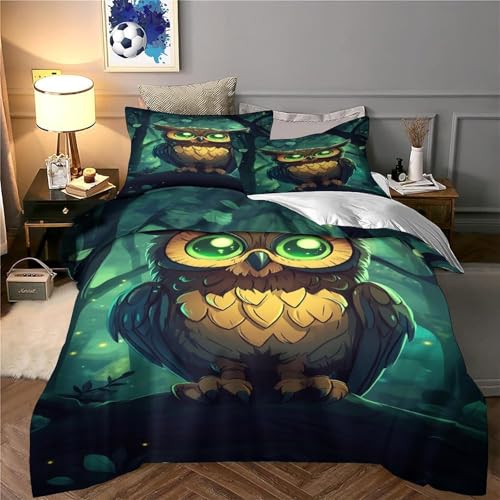 Parure de lit hibou 3D anti-transpiration en microfibre légère