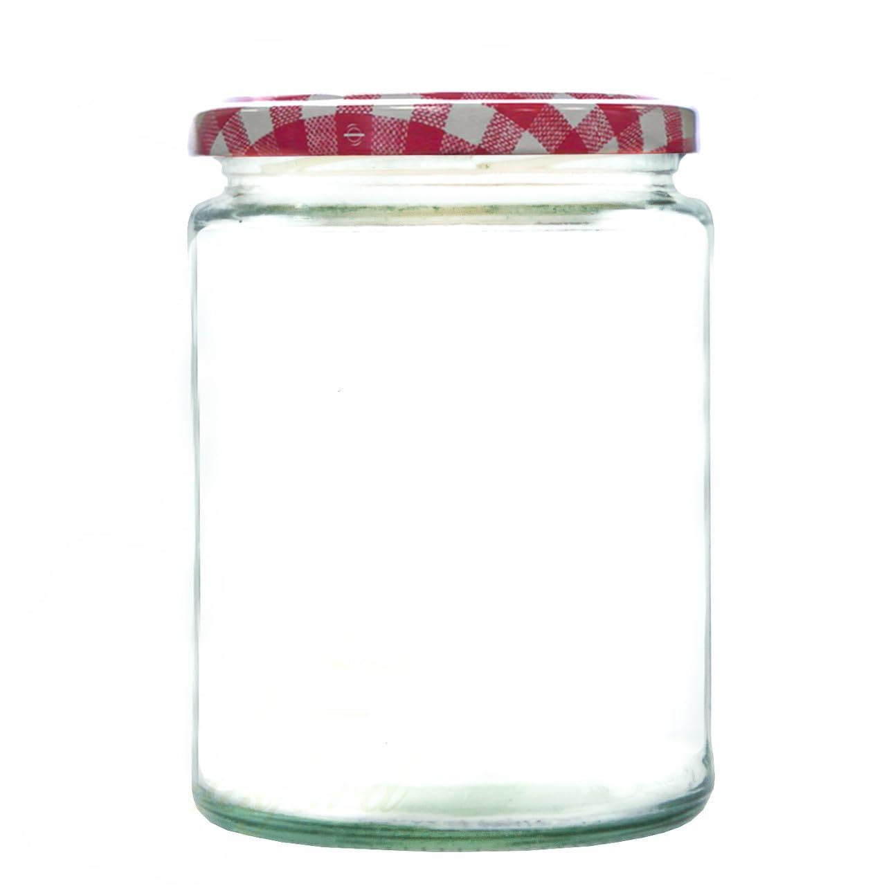 Wares Of Knutsford Red Gingham Lid 500Ml Glass Food Jar With Airtight Lid - A Deluxe Jam Jar For Marmalade, Honey And Home Preserves (, Pack Of 12)