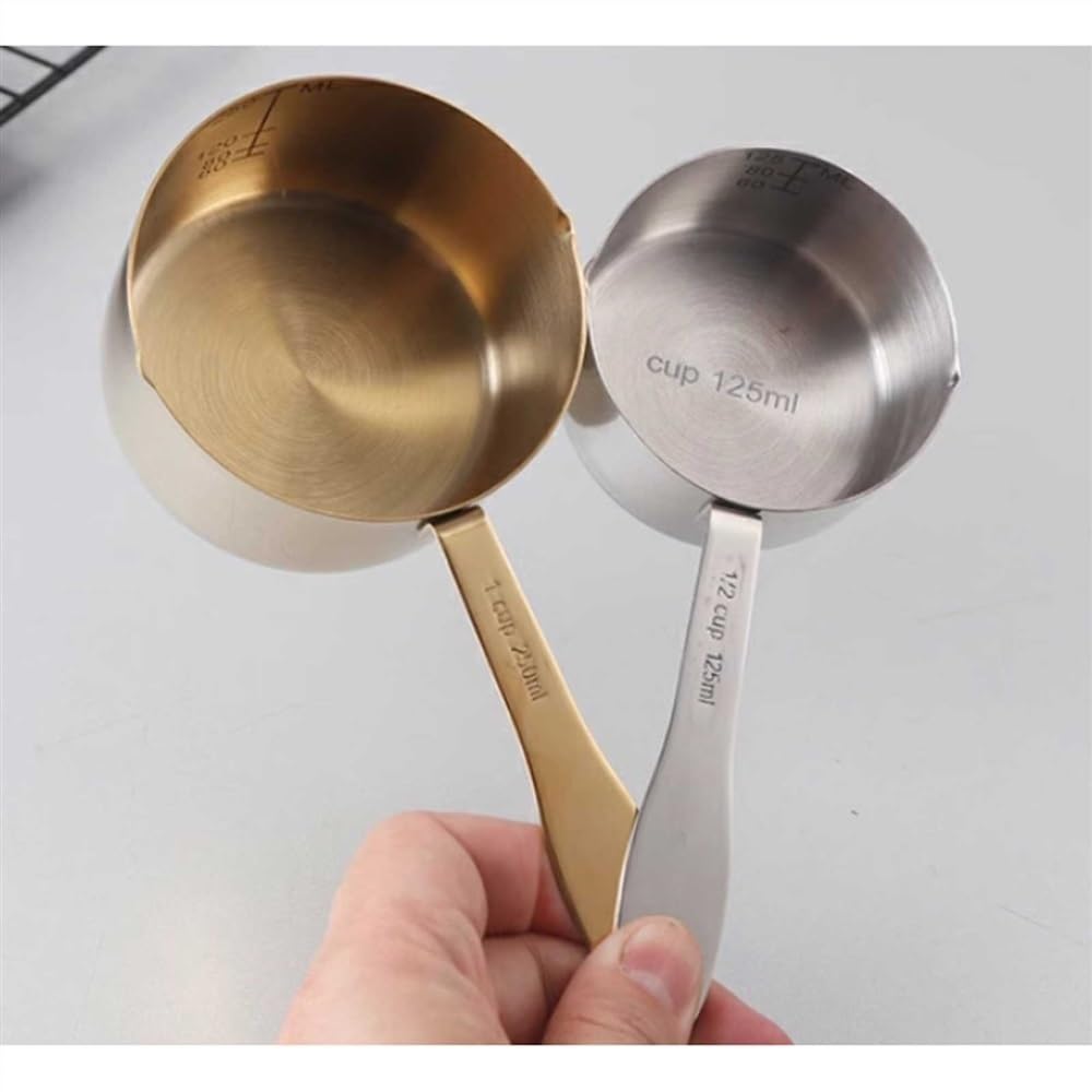 Cuchara medidora de acero inoxidable 400 ml/600 ml/1000 ml, cuchara pequeña for café(S Silver,Silver)