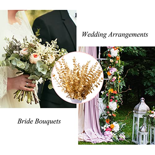 Feqo 36 Pcs Gold Eucalyptus Stems Artificial Eucalyptus Leaves Decor Eucalyptus Branches Fake Eucalyptus With Fake Leaves 15 Inch Faux Eucalyptus Stem For Vase Wedding Bouquet Home #TOP6