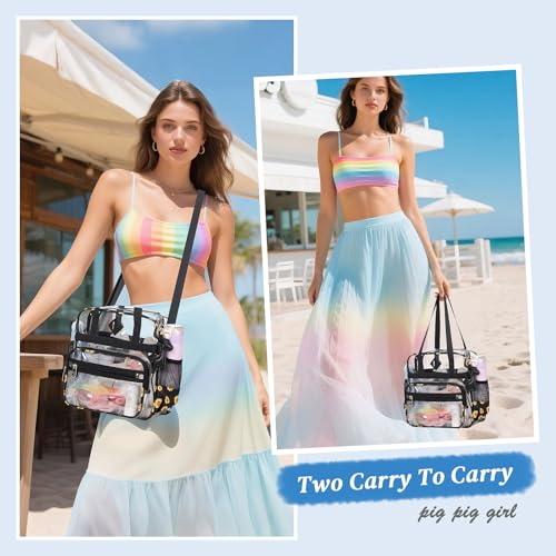 Image of PIG PIG GIRL Clear Tote Bag - 12x6x12 See Through Stadium Event Bag for Women