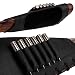BRONZEDOG Leather Cartridge Buttstock Shotgun Shell Holder, Hunting Buttstock Ammo Holder Pouch Bag for Rifles, Shotgun Shell Pouch Shell Holder Stock (Matte Black)