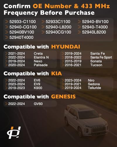 Capteurs TPMS préprogrammés Hyundai Kia Genesis - Pack de 4 pour la pression des pneus - 2