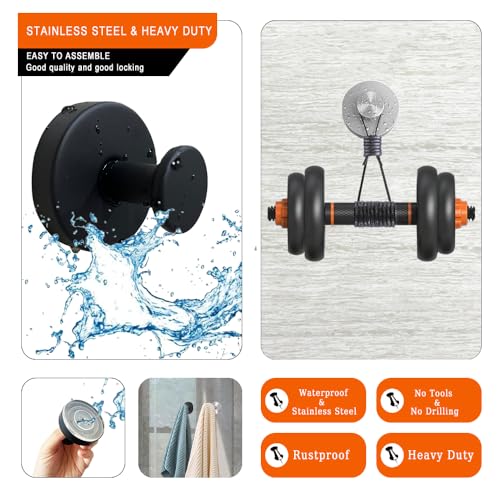 Suction Cup Hooks for Shower，Removable Towel Hooks for Bathroom Wall Window Glass Door Mirror，No Drill Stainless Steel Towel Holder Bath Robe Wreath Looafh Hooks for Hanging — view 5