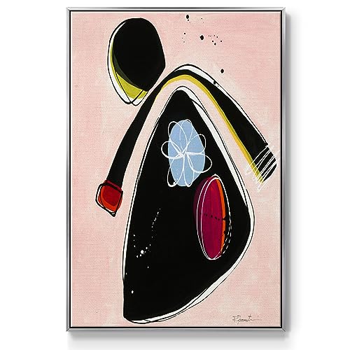 Renditions Gallery Canvas Home Decor Silver Floating Frame Artwork Prints Little Kid Wanna Play Abstract Paintings for Bedroom Office Kitchen - 27"x41" LT543