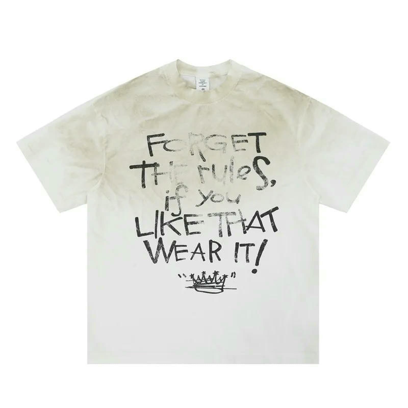 T Shirt Uomo Maglietta da Stampa A Gradiente Sporco Uomini Donna Oversize Top Magliette-Bianco-m