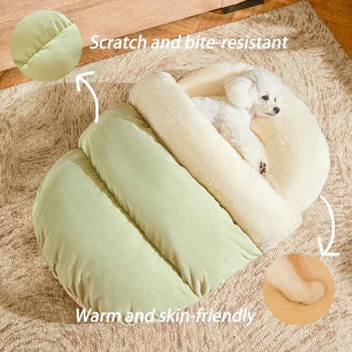 Bed for Dog and Cat, Pet Bed, Ultra Soft Cute Plush Slipper Cat Cave Bed, Anti Slip Warm Pet House Nest, Self-Warming, Ideal for Indoor Use - Fits up to 25lbs (30"X22", L, Green) - Image 4