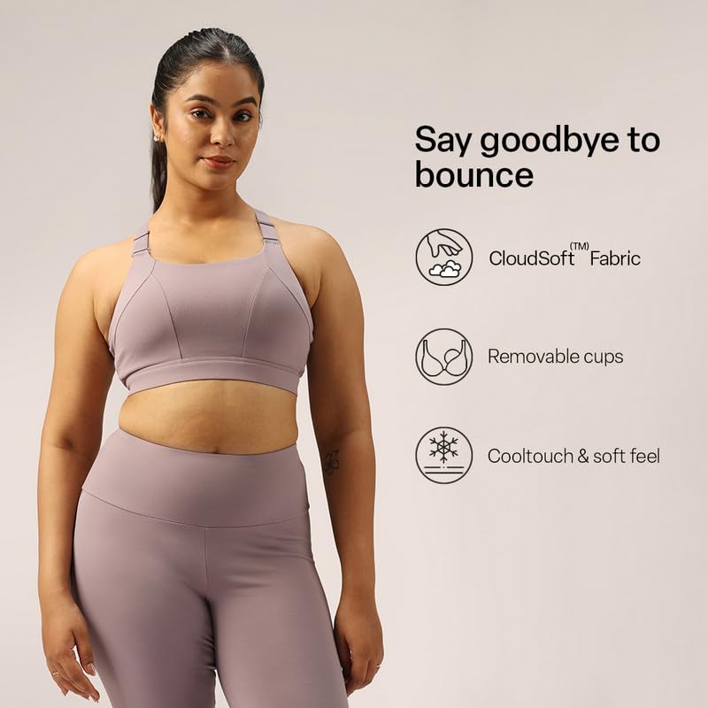 Image of BlissClub Women Nylon Blend The Ultimate Support Sports Bra | Detachable Straps | High