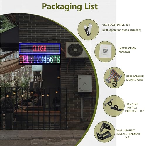 Image of P10 Outdoor Programmable Scrolling LED Sign 39 inchx14 inch Full Color WiFi Custom Banner Display High Brightness Open Sign IP65 Waterproof Digital Message Board for Business Advertising