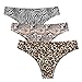 JISHII Slips für Damen 3PC Zebra Python Leopard Stoffdruck Niedrige Taille Perfekter Sitz Reguläre Fitness Lauf Joggen Yoga Sportunterwäsche Schmucklos Tragegefühl Dreieckig Unterwäsche Panties