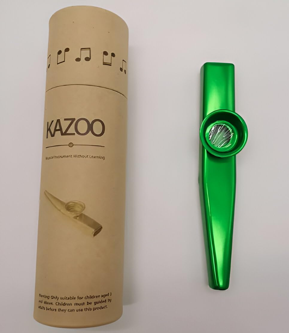 Kazoo Flute Metal Aluminum Alloy Musical Instruments With 5 Membrane Flute Diaphragm Mouth Kazoo with Good Companion for Guitar, Ukulele and Violin, Vintage Gift Box With Multicolor (Green)-image-28