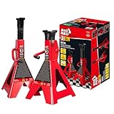 Big RED Jack Stands 3 Ton, 14-20.5 inch Adjustable Height for Lifting UTV/ATV, Cars, SUV, 6000 lb Capacity, 1 Pair
