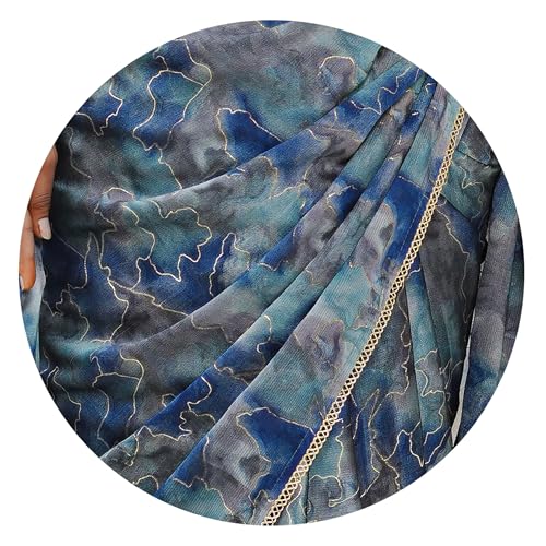 Image of MIRCHI FASHION Saree for Woman Chiffon Colorblock with Foil Work | Shimmer Festive Women's Sari for Wedding Functions and Ceremonies