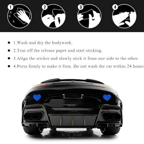 Image of 10PCS Vinyl Decal for Cars, High Intensity Reflective Sticker Night Safety Sign Bumper Decals, Waterproof Grid Vinyl Stickers Scratch Cover for Auto Window Laptop (Heart, Blue)