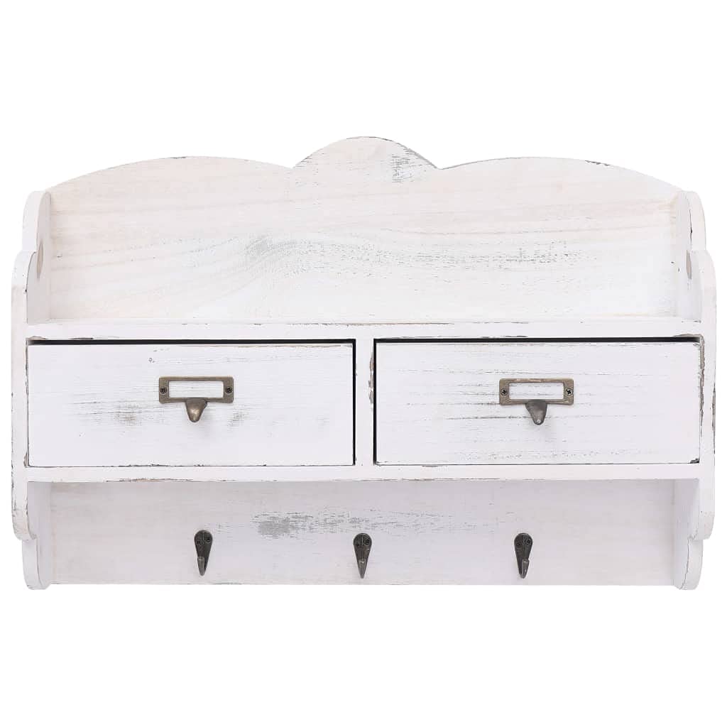 Elbmöbel Porte-manteau mural en bois Blanc 50 x 10 x 34 cm