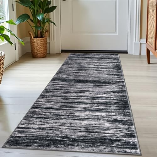 2x5 Black Navy Blue White Modern Abstract Runner Rug for Hallways, Super Soft Hallway Decor Kitchen Rugs with Non-Slip, Non-Shedding Washable Rug for Hallways Entryway Bedroom Indoor