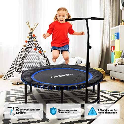 Arebos Fitness-Trampolin mit Haltegriff | bis 120 kg | TÜV-geprüft | Körpertraining und Cardio Workouts | leise… – Bild 5