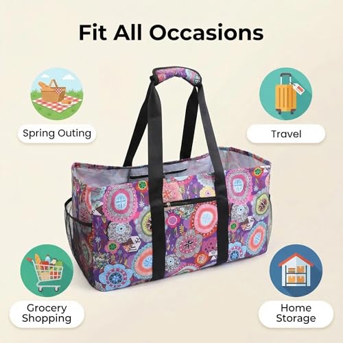 Sac de courses réutilisable et pliable avec poignées ergonomiques renforcées