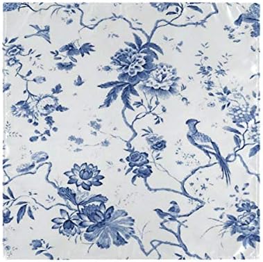 TSWEETHOME Washable Polyester Dinner Napkins with Blue and White Toile | Absorbent & Soft | Oversized 20"x20" | Set of 1,2,4