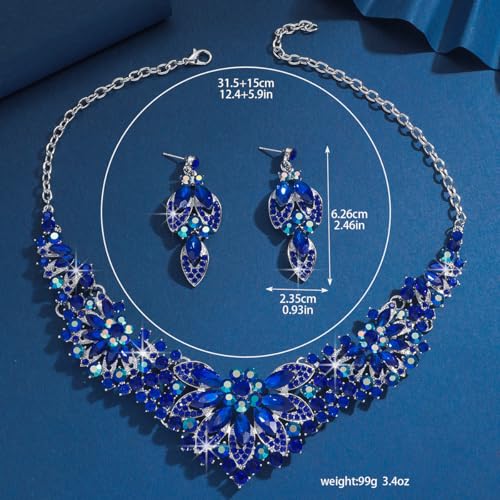 Image of Shining Diva Fashion Stylish Design Fancy Crystal Necklace Jewellery Set for Women | Trendy Celebrity Inspired Jewellery