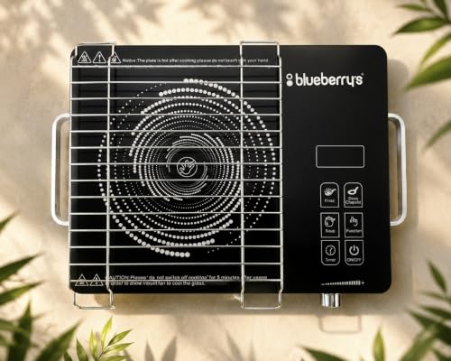 Image of Blueberry's Infrared Induction Cooktop - 2000W, Temperature Control, Touch Panel, High Energy Efficient, Strong Handle, Compatible with all Cookwares -Royal Black