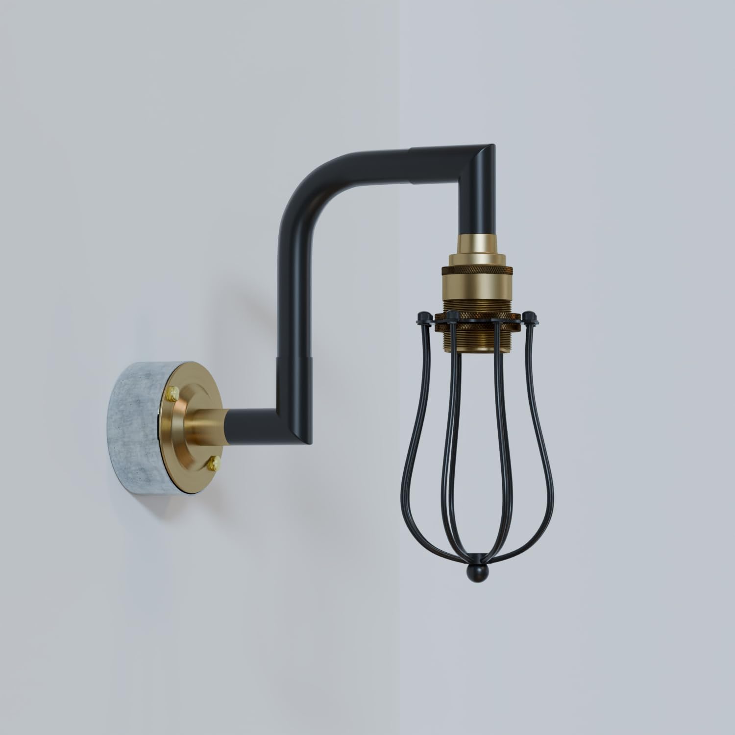 LEDSone Industrial 20mm Conduit Steel Pipe wall Light Kit Modern Black Metal cage E27 Lamp Holder Fitting Pipe Wall Mounted Lighting Fixture for Living Room Dining Room French Gold EPC A+