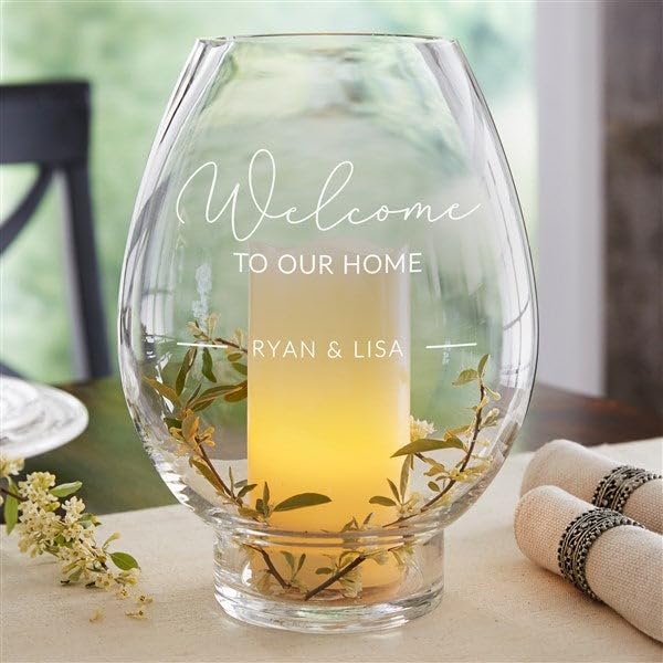 Personalization Universe Entryway Collection Engraved Hurricane Candle Holder