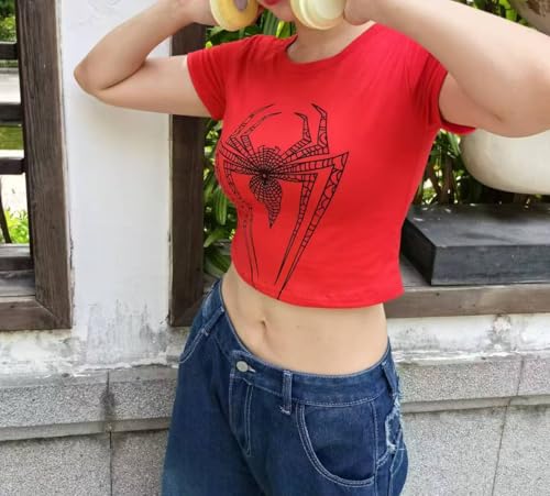 Sipder Print T Shirts for Women Short Sleeve Shirts Summer Tops Casual for Women 20243