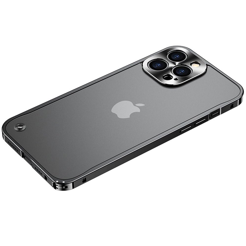 Fundas metálicas para iPhone 12, 13, 14, 15, 16, 17 Pro MAX Plus con Marco magnético de Aluminio. Carcasa para iPhone 17 Air y 16 Plus. Color Negro.