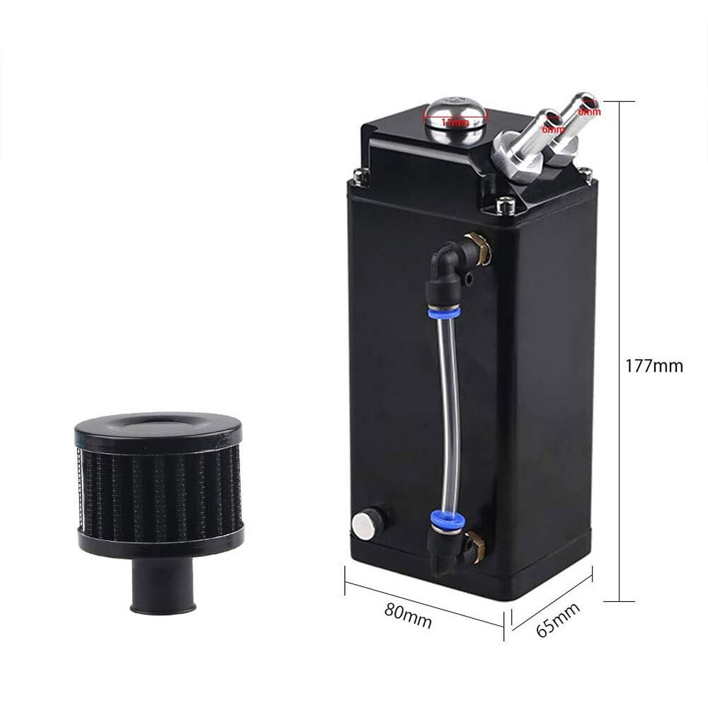 Depósito de trampa aceite desconcertado, tanque captura combustible con filtro aire, Kit lata 2 puertos, separador motor Depósito de refrigeración(C)