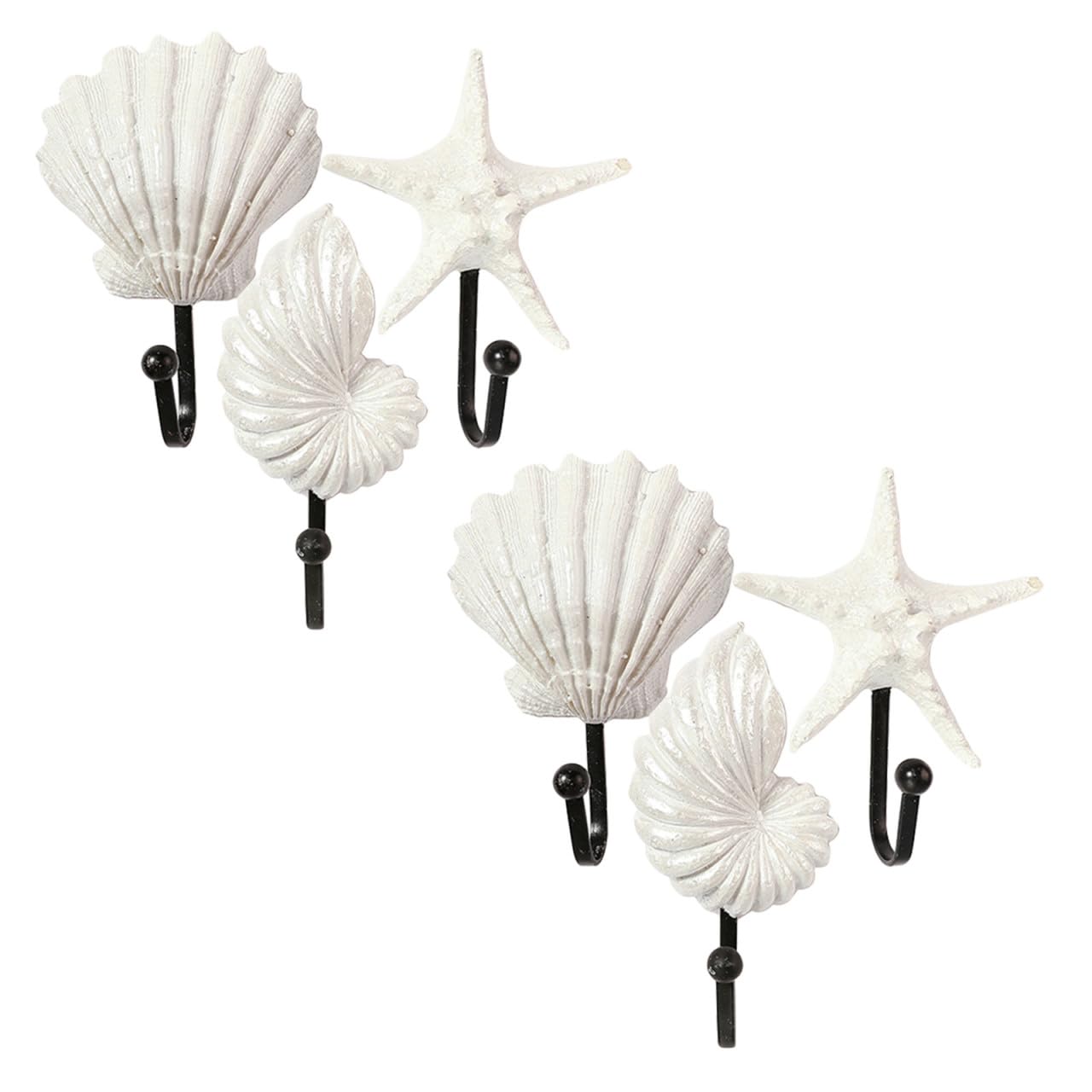 Baluue 6 Piezas Ganchos de Pared de Estilo Costero Diseño de Figura Marina y Conchas para Colgar Toallas y Ropa en Dormitorio y Entrada, Perfectos para Fiesta Verano