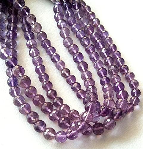 Perles de lithothérapie en améthyste véritable de forme boule et facettée E2101