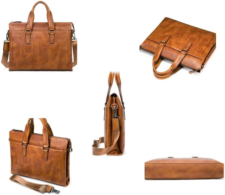 Briefcase Genuine Leather Men's Business Casual Handheld Crossbody Laptop Bag image 2