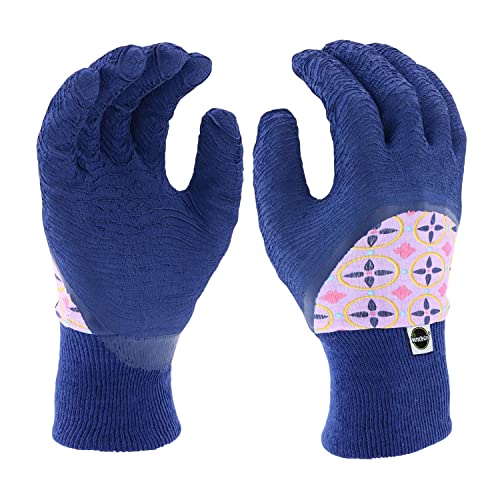 Miracle Gro Women's Latex Dipped Jersey Gardening Work Gloves, Superior Grip, Water Resistant, Purple/Pink, Medium, (MG20802/WML)