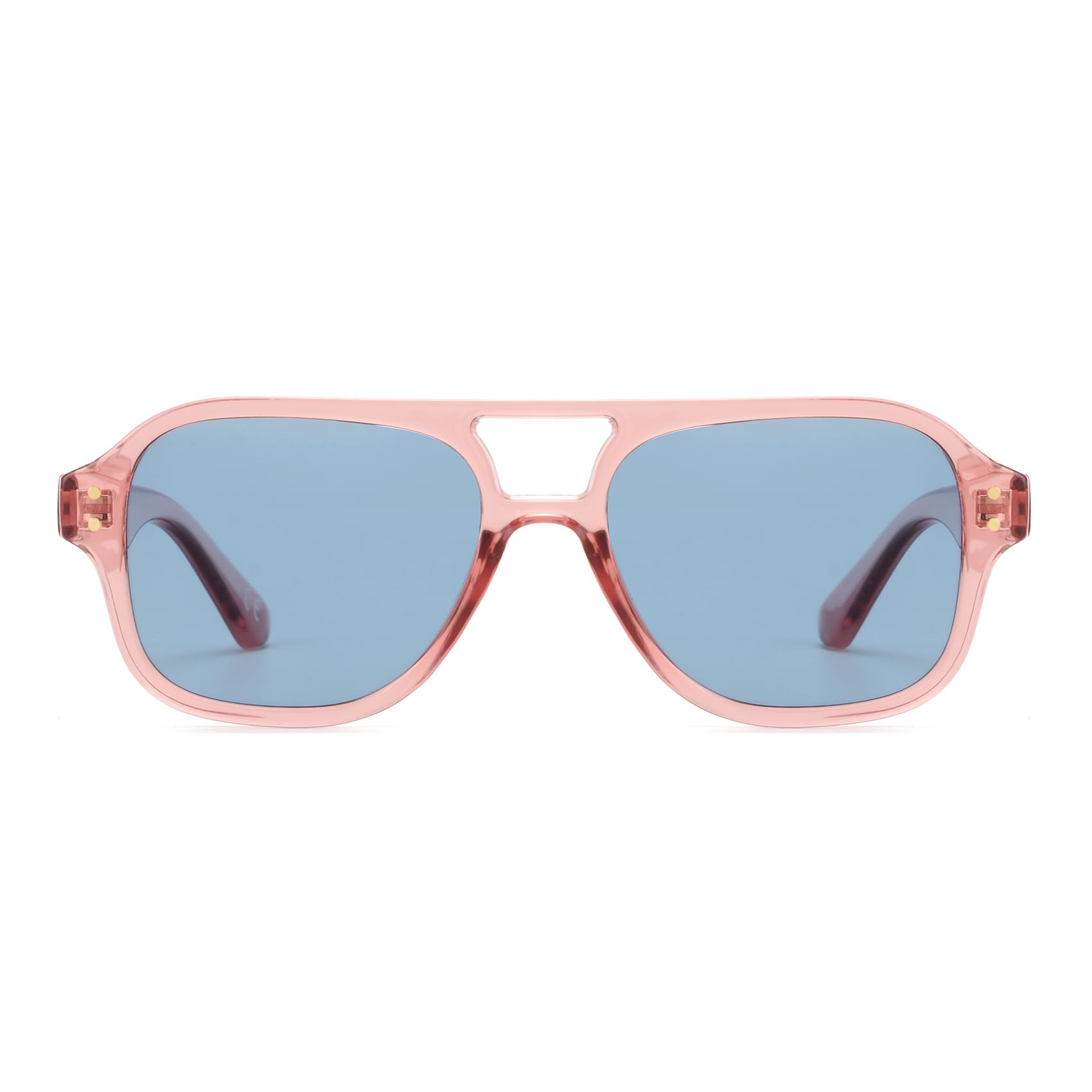 OUWEN Polarisierte, quadratische Piloten-Sonnenbrille für Damen und Herren, trendige, rechteckige Designer-Sonnenbrille, 70er-Jahre-Sonnenbrille, OW2239