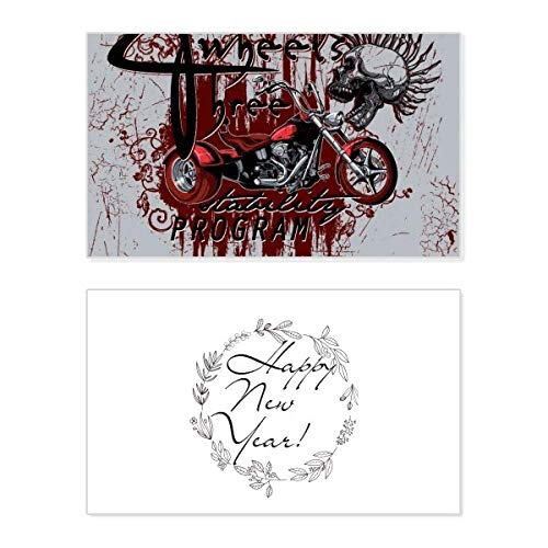 Tarjeta de Año Nuevo de moto y calavera graffiti ideal para felicitar a tus amigos moteros