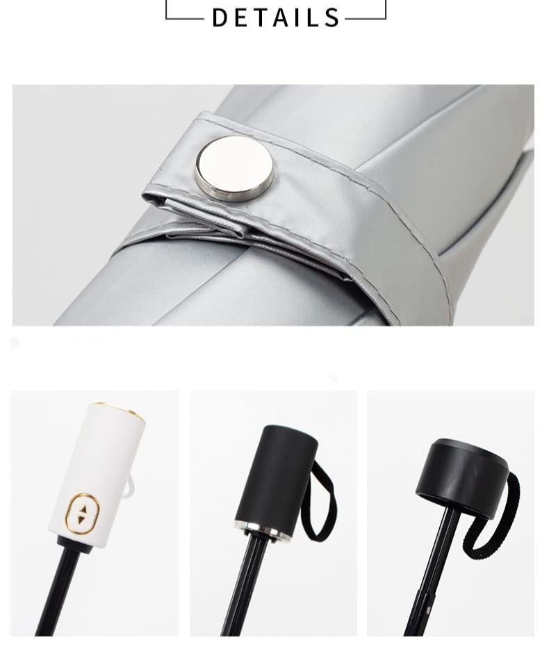 SUYGGCK Parapluie Femmes Fashion Blanc Rose Flower Print Titanium Silver Pliant Umbrella Sun and Rain Umbrella UV Protection-C